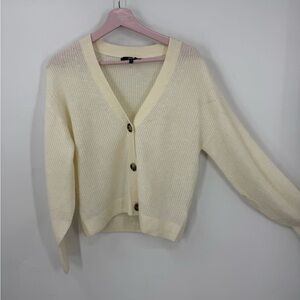 Quince Baby Alpaca-Wool Cropped Cardigan in the color ivory L